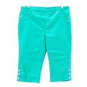 DG2 by Diane Gilman FLEXstretch Denim Pull-On Pedal Pusher Turquoise - Petite